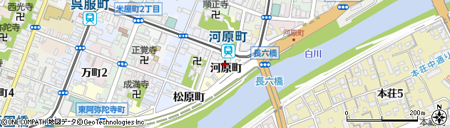 熊本県熊本市中央区河原町周辺の地図