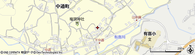 長崎県諫早市中通町周辺の地図