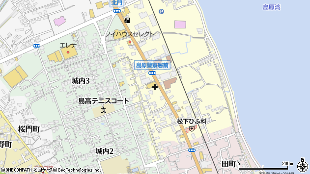 〒855-0033 長崎県島原市新馬場町の地図