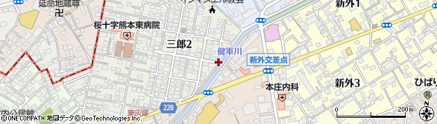 熊本県熊本市東区三郎2丁目周辺の地図