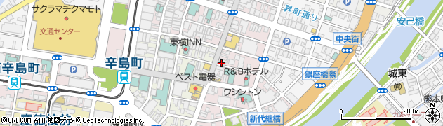 熊本馬刺しと炭火地鶏 個室熊本郷土料理 熊農組合 熊本本店周辺の地図