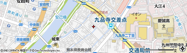 熊本九品寺一郵便局周辺の地図