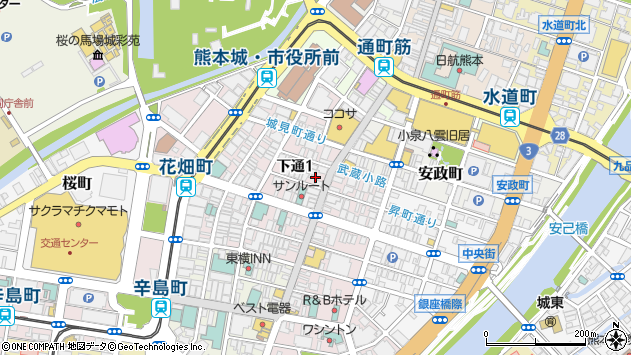 〒860-0807 熊本県熊本市中央区下通の地図