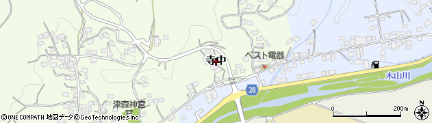 熊本県益城町（上益城郡）寺中周辺の地図