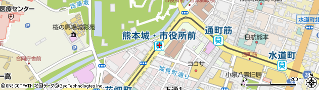 熊本城・市役所前駅周辺の地図