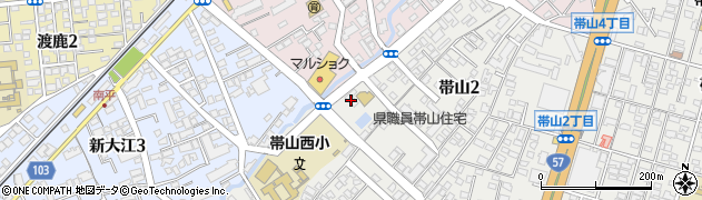 熊本市役所　中央区役所中央区役所関係機関帯山西地域コミュニティセンター周辺の地図