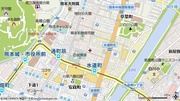 〒860-0845 熊本県熊本市中央区上通町の地図