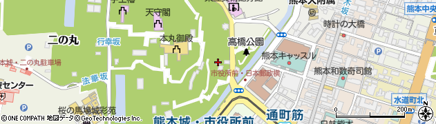熊本城稲荷神社成就館駐車場周辺の地図