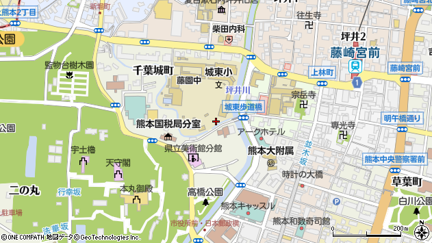〒860-0001 熊本県熊本市中央区千葉城町の地図