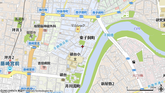 〒860-0854 熊本県熊本市中央区東子飼町の地図