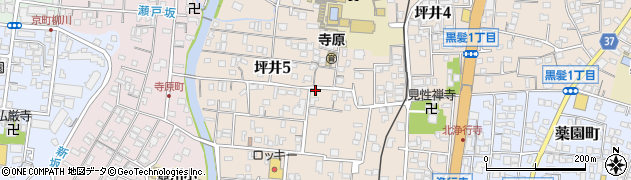 熊本県熊本市中央区坪井周辺の地図