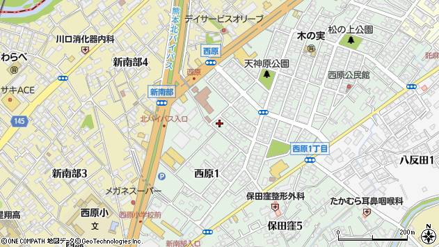 〒861-8029 熊本県熊本市東区西原の地図
