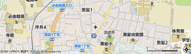 熊本県熊本市中央区黒髪1丁目8周辺の地図