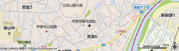 熊本県熊本市中央区黒髪6丁目周辺の地図