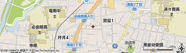 熊本県熊本市中央区黒髪1丁目6-25周辺の地図