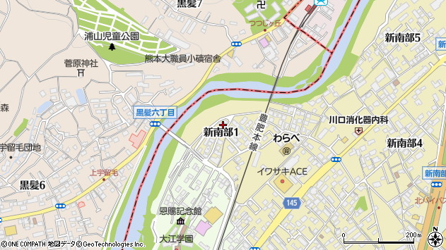 〒861-8028 熊本県熊本市東区新南部の地図