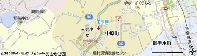 長崎県島原市中原町周辺の地図