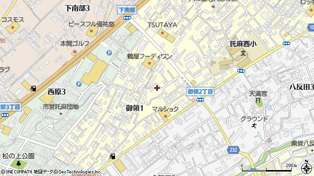 〒861-8035 熊本県熊本市東区御領の地図