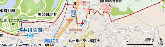 熊本県熊本市中央区室園町周辺の地図