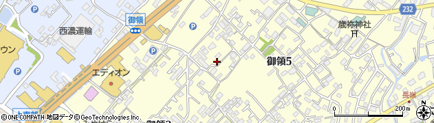 熊本県熊本市東区御領周辺の地図