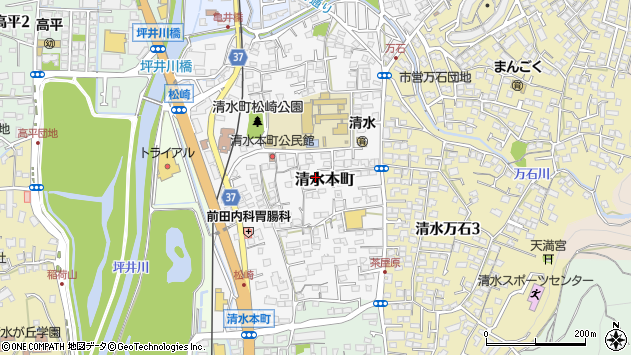 〒861-8074 熊本県熊本市北区清水本町の地図