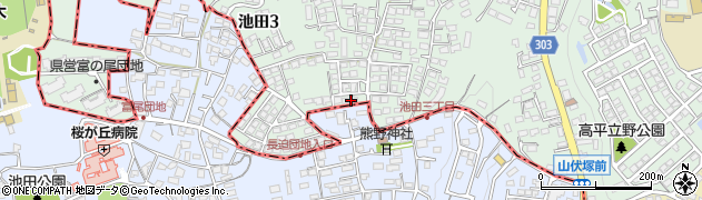 熊本県熊本市北区池田3丁目23周辺の地図