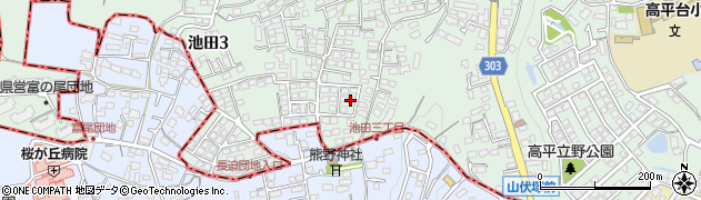 熊本県熊本市北区池田3丁目9周辺の地図