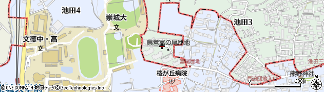 熊本県熊本市北区池田3丁目57周辺の地図
