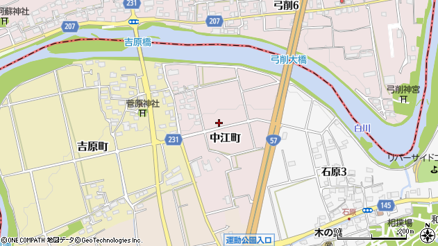 〒861-8015 熊本県熊本市東区中江町の地図