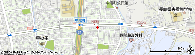 長崎県諫早市中尾町周辺の地図