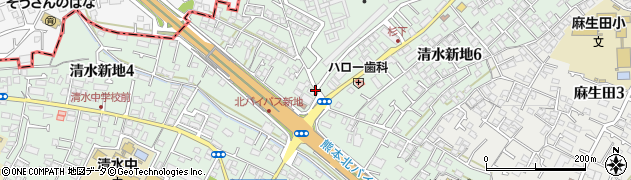 熊本県熊本市北区清水新地周辺の地図