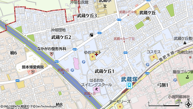 〒861-8001 熊本県熊本市北区武蔵ケ丘の地図