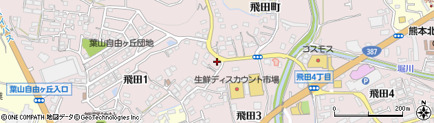 熊本県熊本市北区飛田周辺の地図