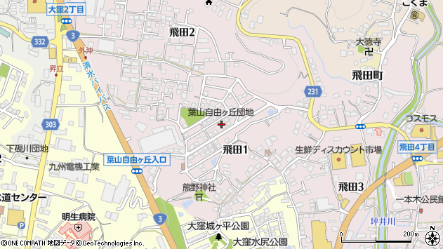〒861-5514 熊本県熊本市北区飛田の地図