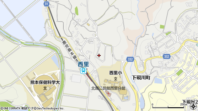 〒861-5522 熊本県熊本市北区下硯川町の地図