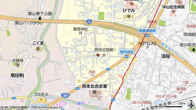 〒861-5517 熊本県熊本市北区鶴羽田の地図