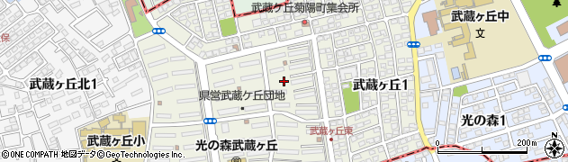 熊本県菊陽町（菊池郡）武蔵ヶ丘周辺の地図