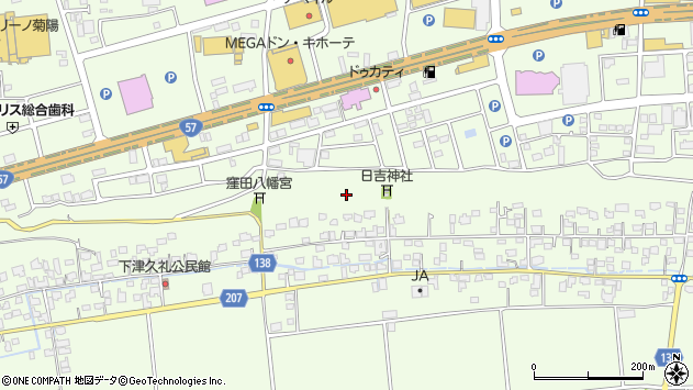 〒869-1101 熊本県菊池郡菊陽町津久礼の地図