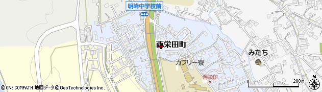 長崎県諫早市西栄田町周辺の地図