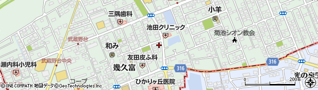 株式会社熊本日日新聞社　熊日物流販売武蔵台デリバリーセンター周辺の地図