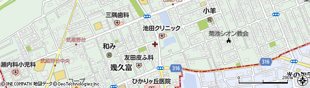 株式会社熊本日日新聞社　熊日販売武蔵台販売センター周辺の地図