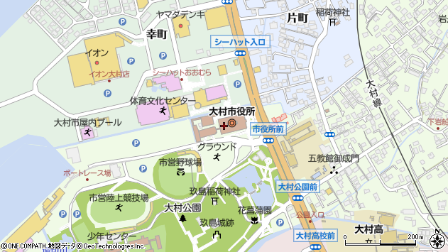 〒856-0000 長崎県大村市（以下に掲載がない場合）の地図