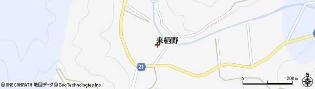 高知県幡多郡三原村来栖野周辺の地図