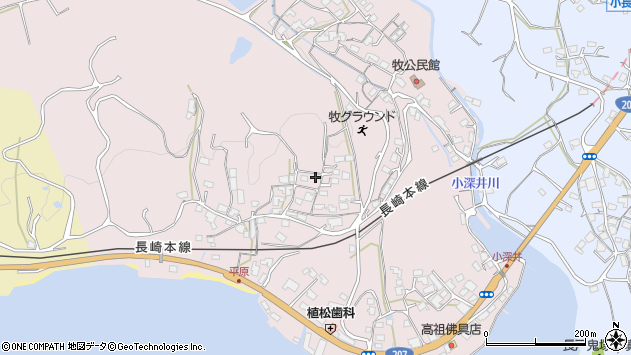 〒859-0164 長崎県諫早市小長井町牧の地図