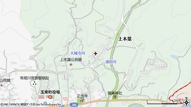 〒869-0305 熊本県玉名郡玉東町上木葉の地図