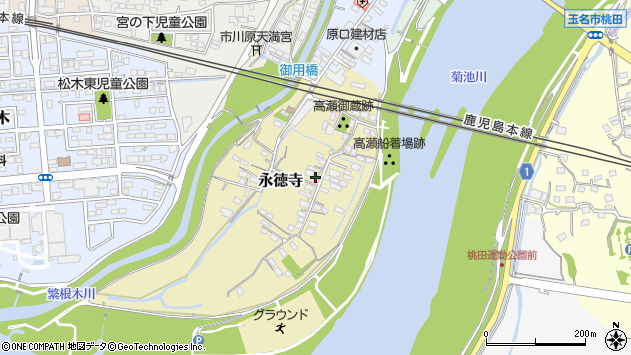 〒865-0024 熊本県玉名市永徳寺の地図