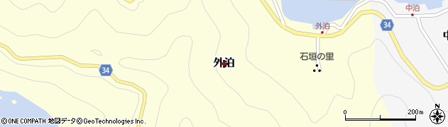 愛媛県愛南町（南宇和郡）外泊周辺の地図