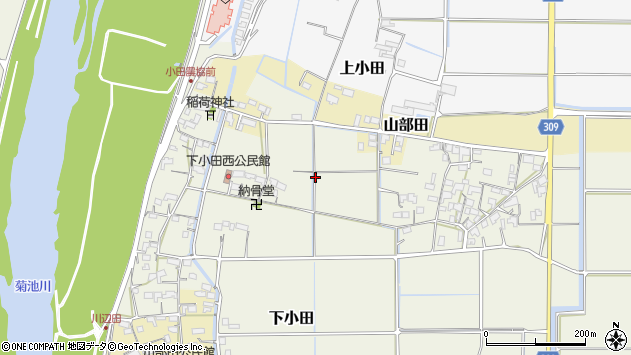 〒865-0018 熊本県玉名市下小田の地図