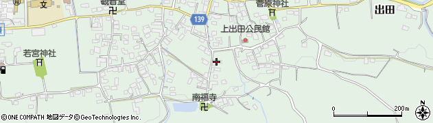 熊本県菊池市出田周辺の地図