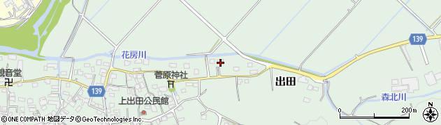 熊本県菊池市出田264周辺の地図